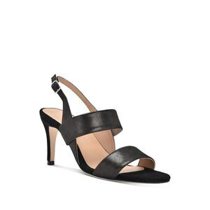 JOAN OLOFF Womens Black Double Fortune Stiletto Suede SlingSandal 7.5 M